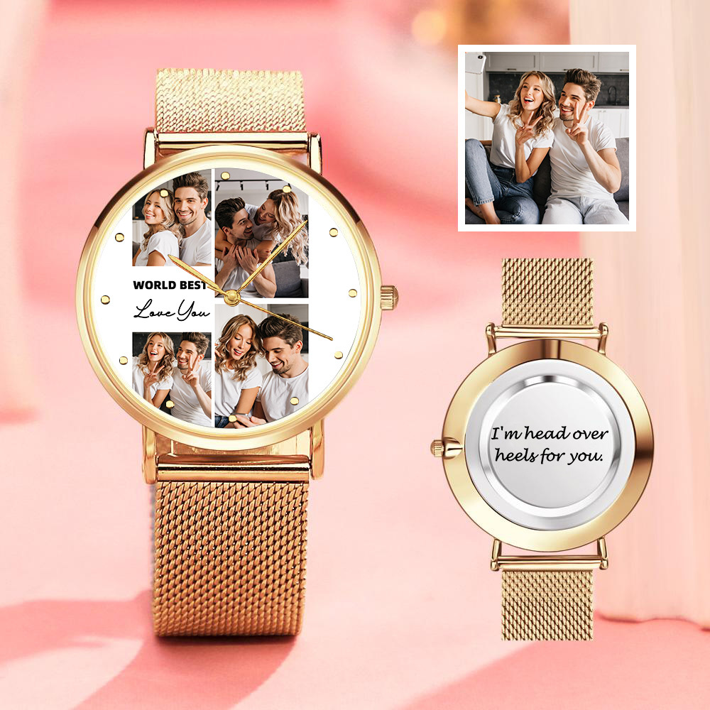 Relojes Personalizados Con Foto Grabada Y Correa De Aleación, Regalo De San Valentín Para Él - soufeeles