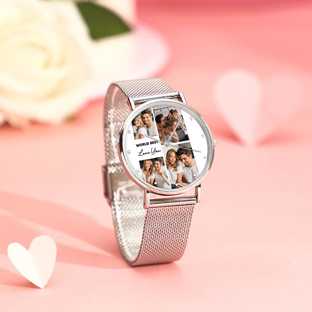 Relojes Personalizados Con Foto Grabada Y Correa De Aleación, Regalo De San Valentín Para Él - soufeeles