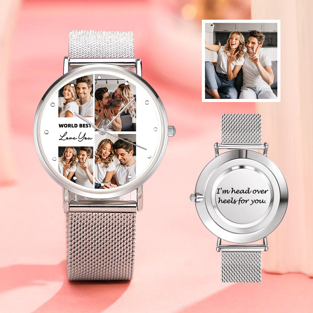 Relojes Personalizados Con Foto Grabada Y Correa De Aleación, Regalo De San Valentín Para Él - soufeeles