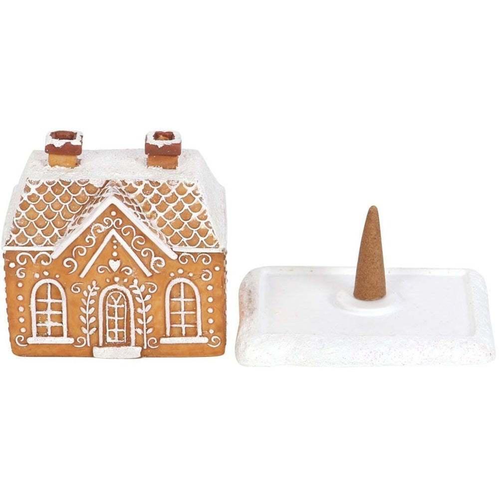 Quemador De Cono De Incienso De Invierno Nevado, Casa De Pan De Jengibre, Cabaña De Troncos, Quemador De Cono De Incienso, Decoración Del Hogar - soufeeles