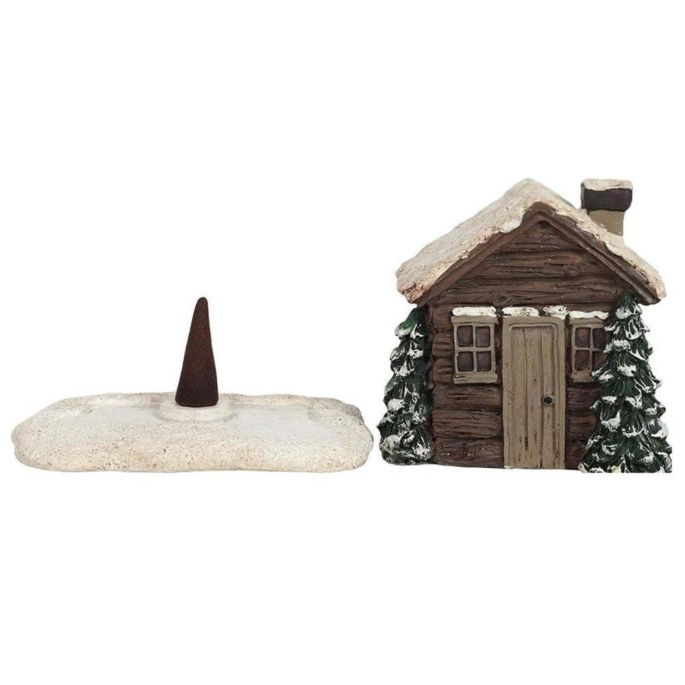 Quemador De Cono De Incienso De Invierno Nevado, Casa De Pan De Jengibre, Cabaña De Troncos, Quemador De Cono De Incienso, Decoración Del Hogar - soufeeles