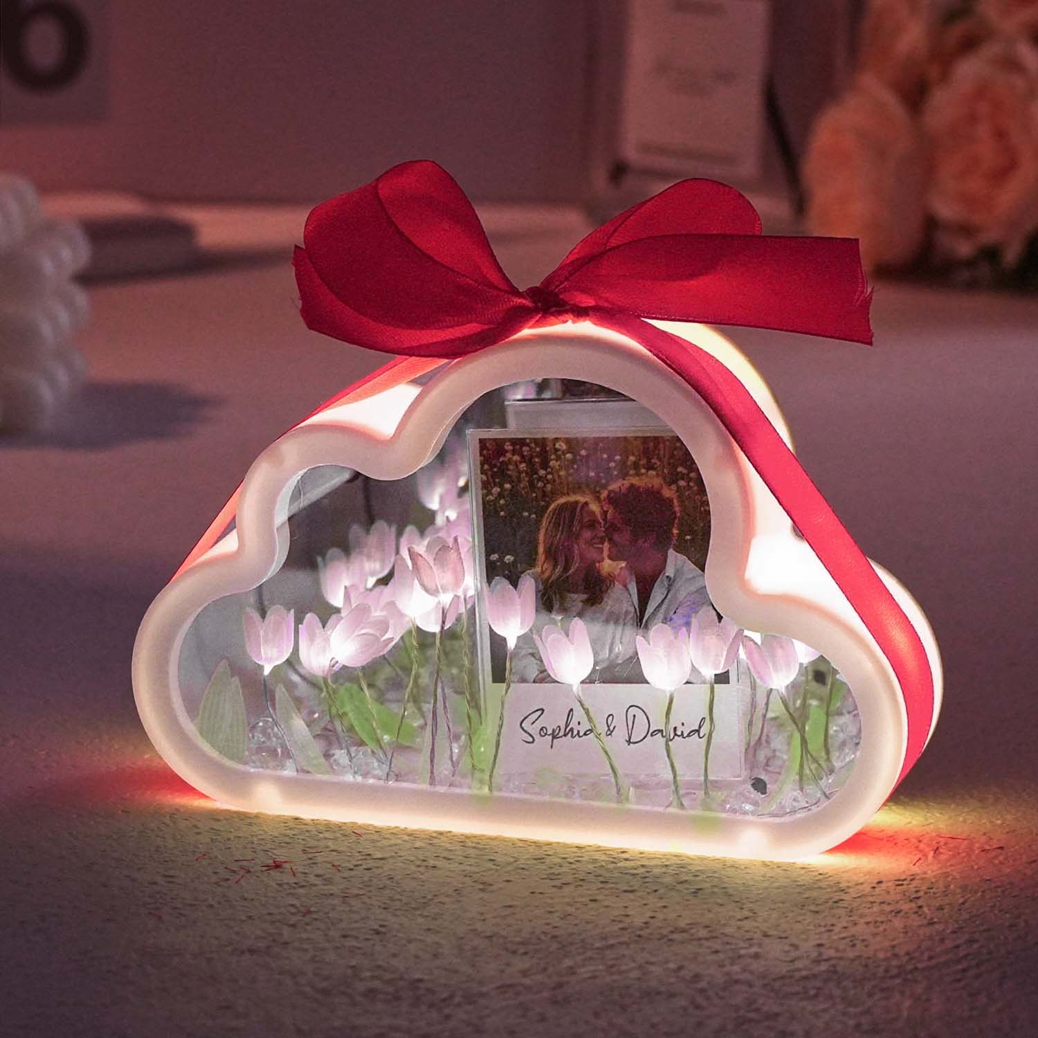 Lámpara De Tulipán En Forma De Nube Personalizada, Caja De Espejo Infinito Con Imagen Y Texto, Kit De Bricolaje. - soufeeles