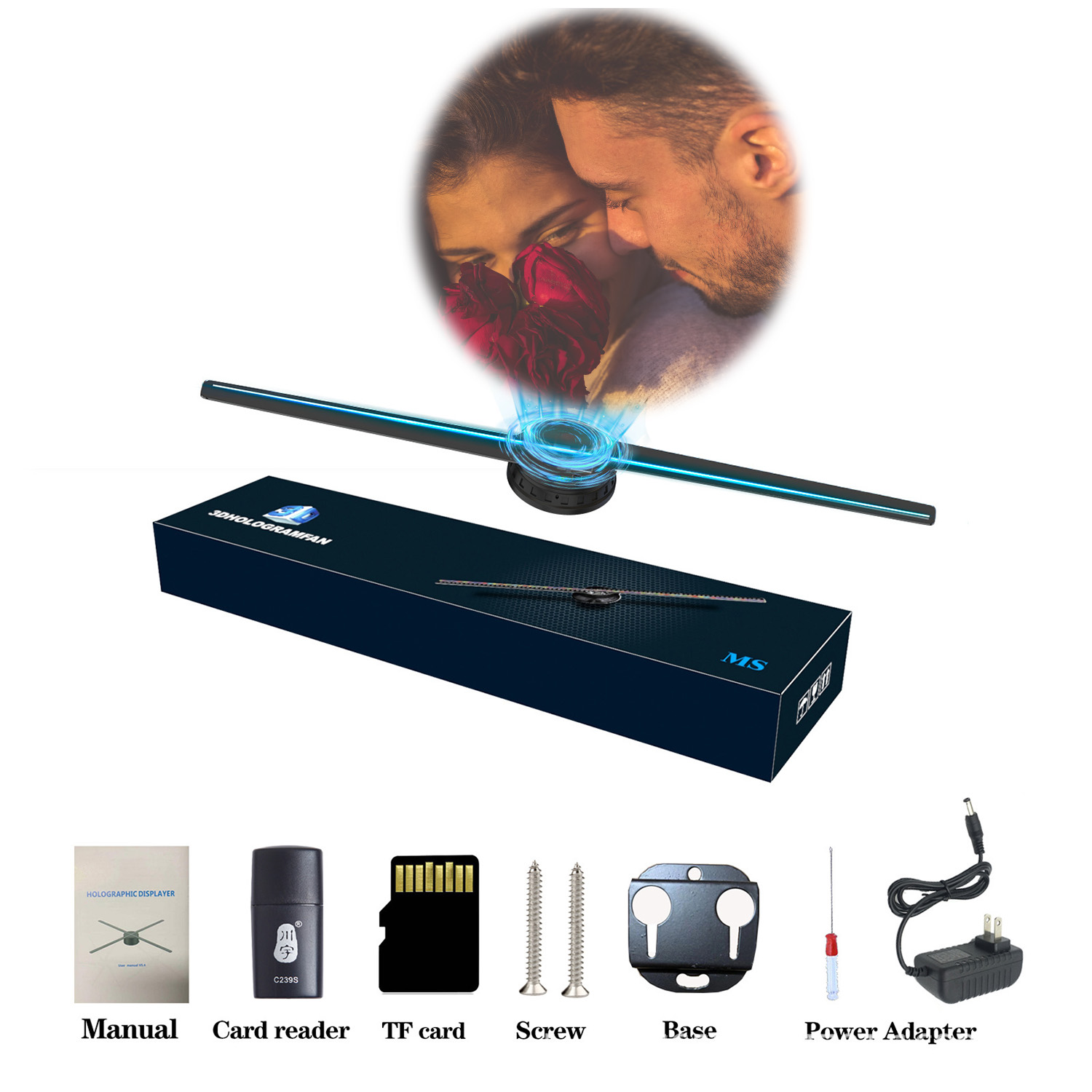 Ventilador Led Holográfico 3d Con Pantalla Hd, Ideal Para Decoración Del Hogar Y A Simple Vista.