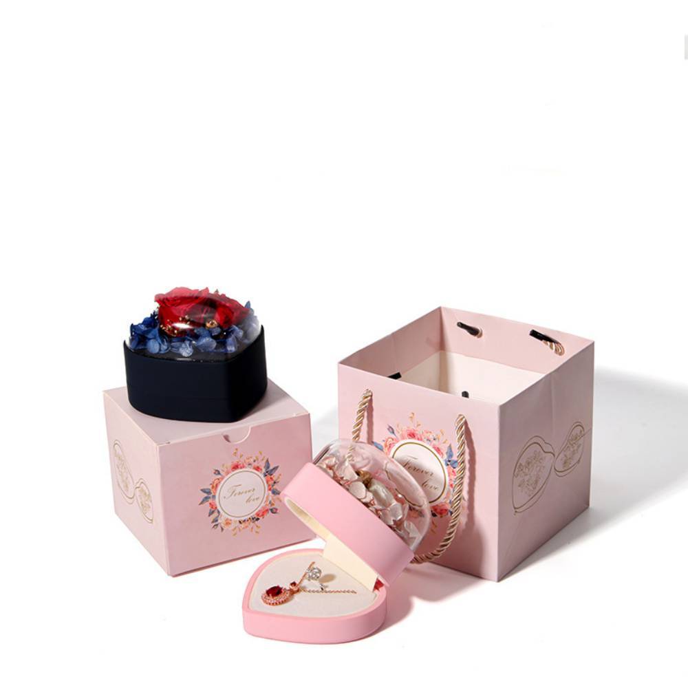 Caja De Joyería Con Forma De Rosa, Caja De Regalo Con Forma De Corazón, Caja De Regalo Para Collar, Regalo De San Valentín Para Ella - soufeeles