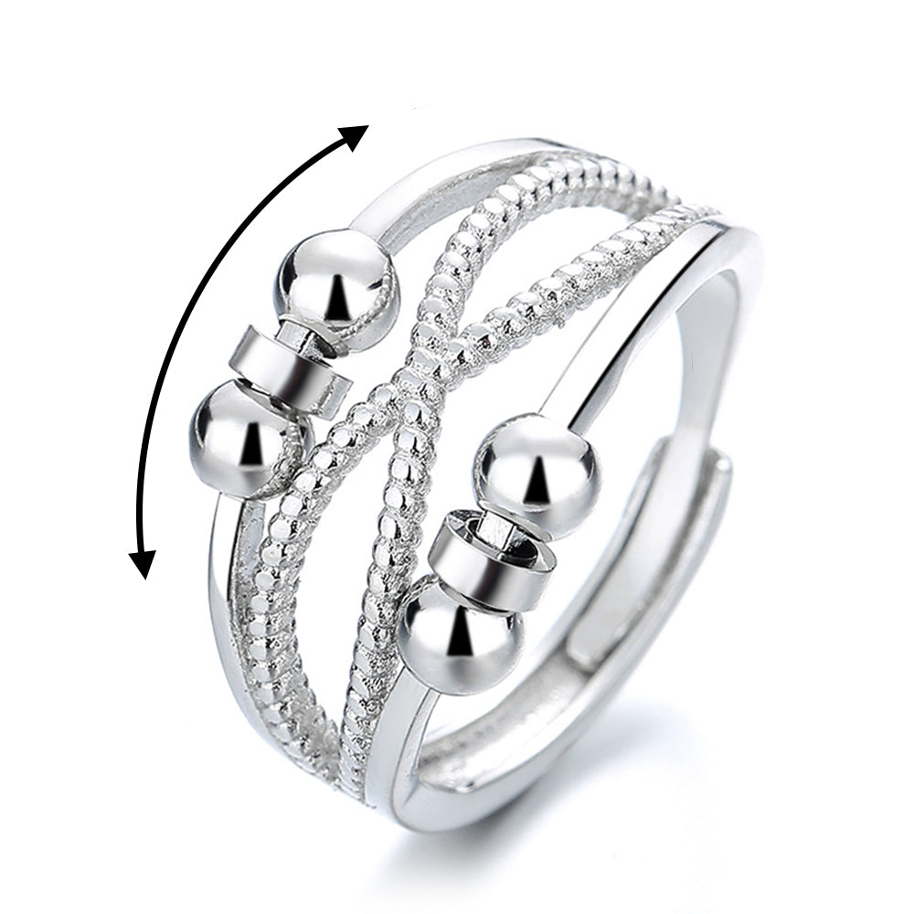 Anillo De Ansiedad Con Cuentas Fidget Para Mujeres Y Hombres, Anillo De Ansiedad Ajustable Para Él/ella - soufeeles