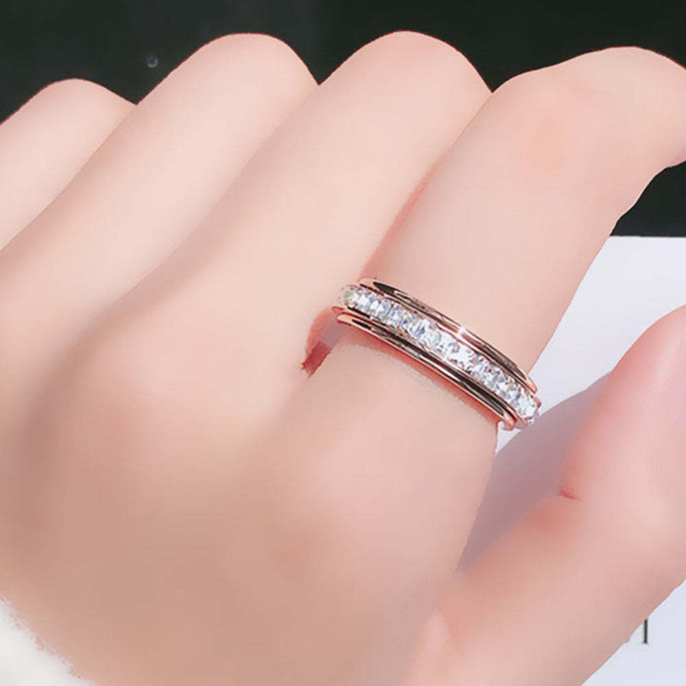 Anillo De Ansiedad Para Ella, Anillo Giratorio De Circonita Cúbica - soufeeles