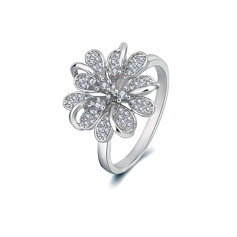 Anillo De Ansiedad De Flores Anillos De Circonio Joyería Aniversario Regalos De Cumpleaños Para Mujeres Y Niñas - soufeeles
