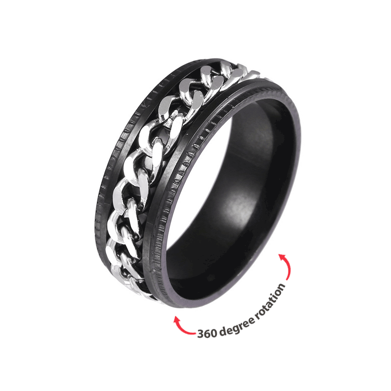 Anillo Giratorio De Ansiedad De Acero Inoxidable Con Borde Ranurado Para Motorista, Regalo De Cumpleaños Para Hombres Y Amigos - soufeeles