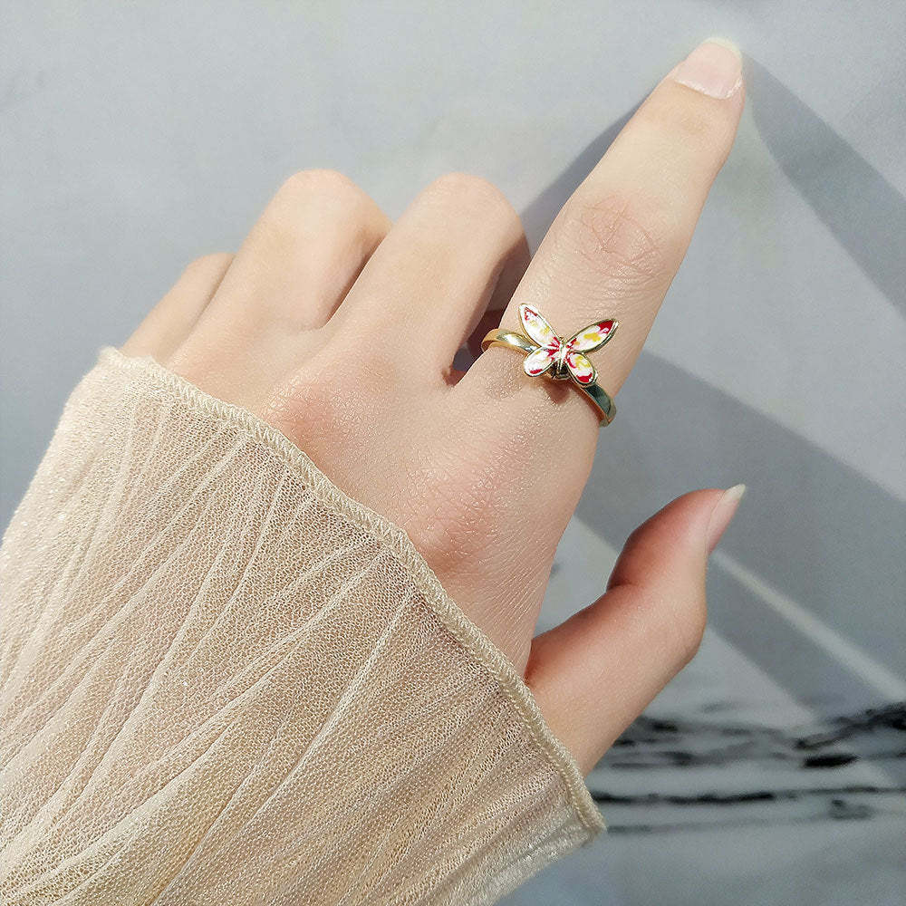 Fidget Anillo Antiansiedad Mariposa Abierta Ajustable Spinner Anillo Joyería Regalos Para Ella - soufeeles