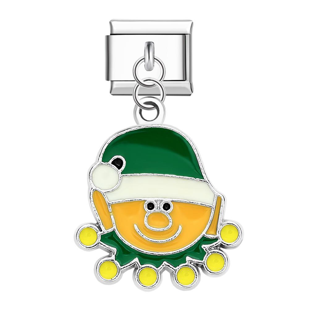 Charm Italiano Elfo De Navidad Para Pulseras Italianas Charm Composable Link Regalo De Navidad - soufeeles