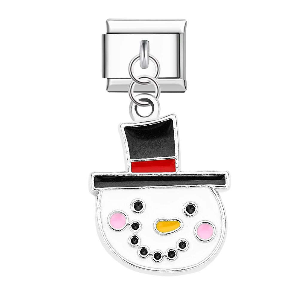 Charm Italiano Muñeco De Nieve De Navidad Para Pulseras Italianas Charm Composable Link Regalo De Navidad - soufeeles