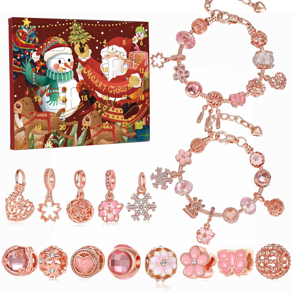 Cuenta Regresiva De Adviento De Navidad, Conjunto De Pulsera Artesanal, Caja Ciega, Pulsera, Regalo Para Niños - soufeeles