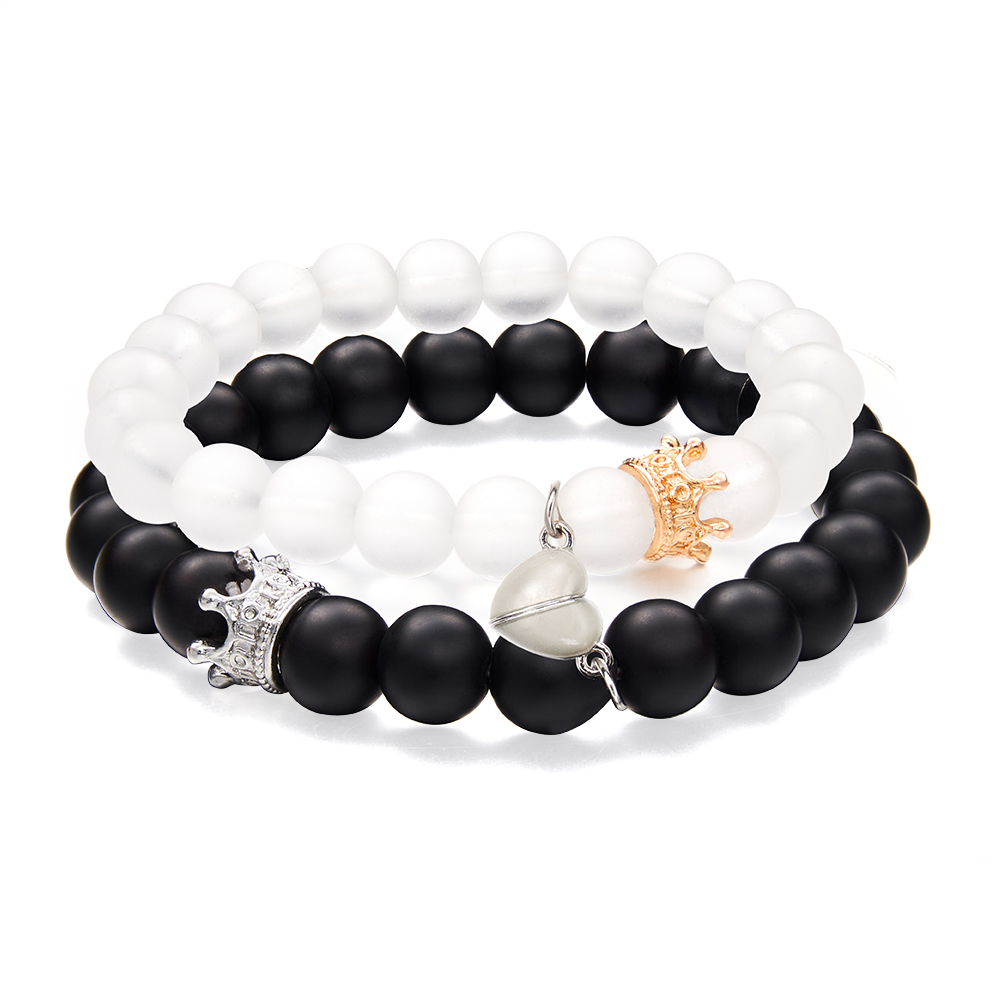 Conjunto De Pulsera Con Corona De Pareja Magnética, Regalo De San Valentín Para Parejas - soufeeles