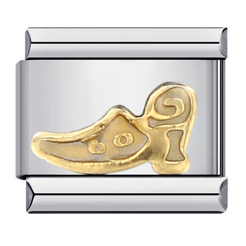 Charm Italiano Zapatos Dorados Para Pulseras Charm Italianas Link Composable - soufeeles