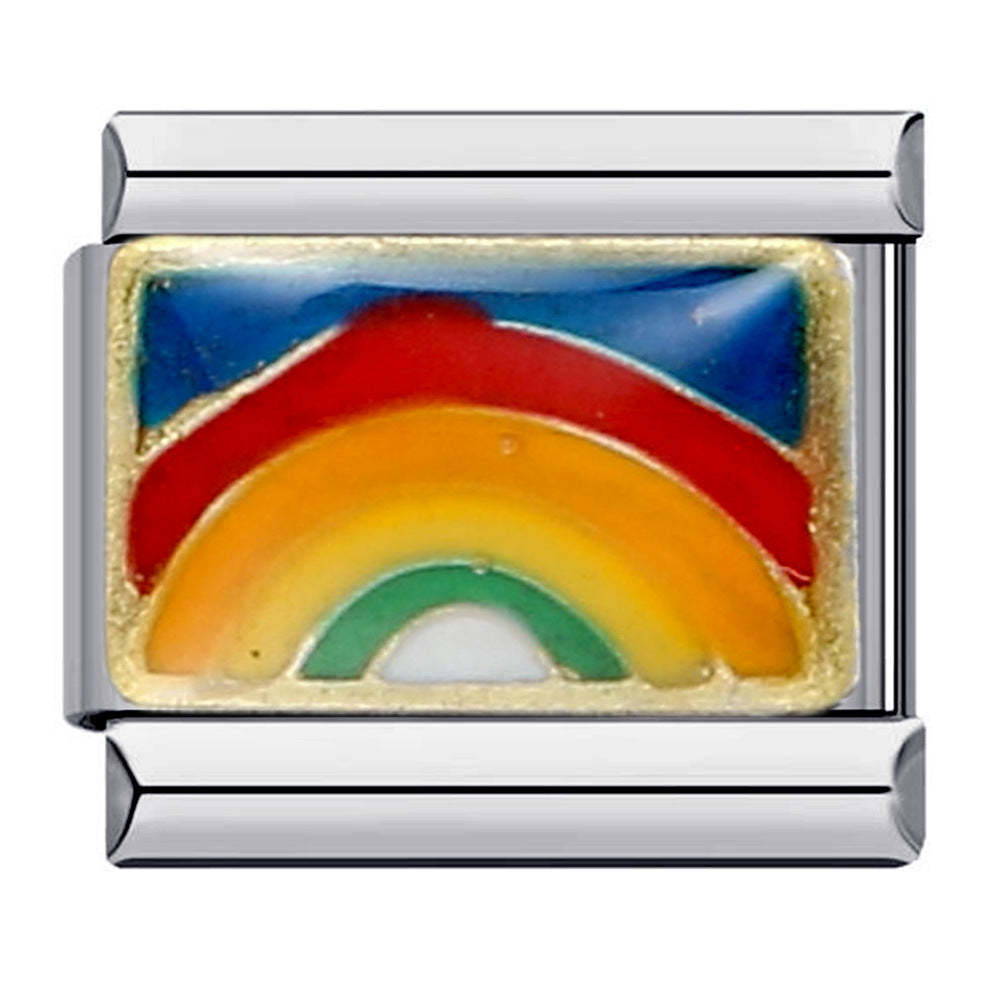 Charm Italiano Hermoso Arco Iris Para Pulseras Charm Italianas Link Composable - soufeeles