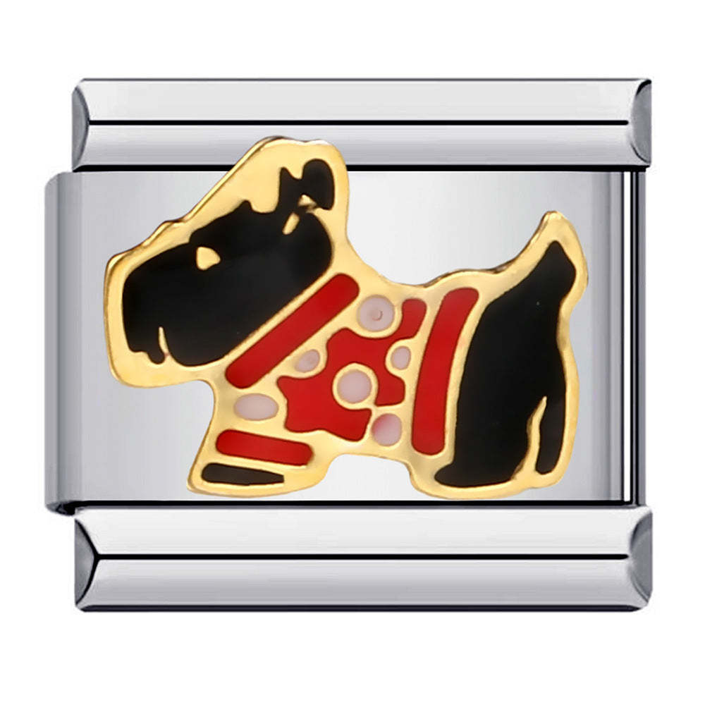 Charm Italiano Perro Rojo Para Pulseras Charm Italianas Link Composable - soufeeles