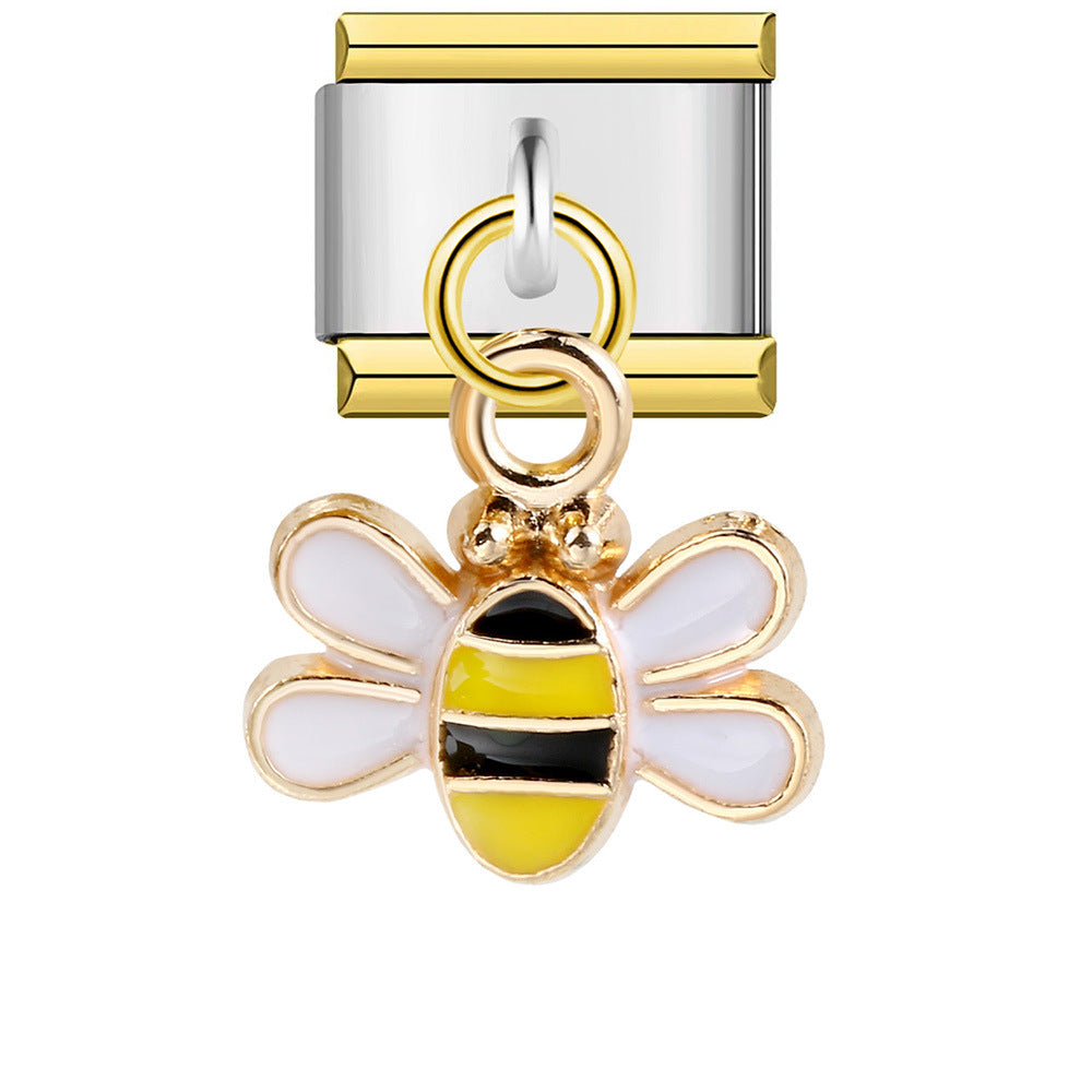 Colgante Abeja Borde Dorado Charm Italiano Para Pulseras Italianas Charm Composable Link - soufeeles