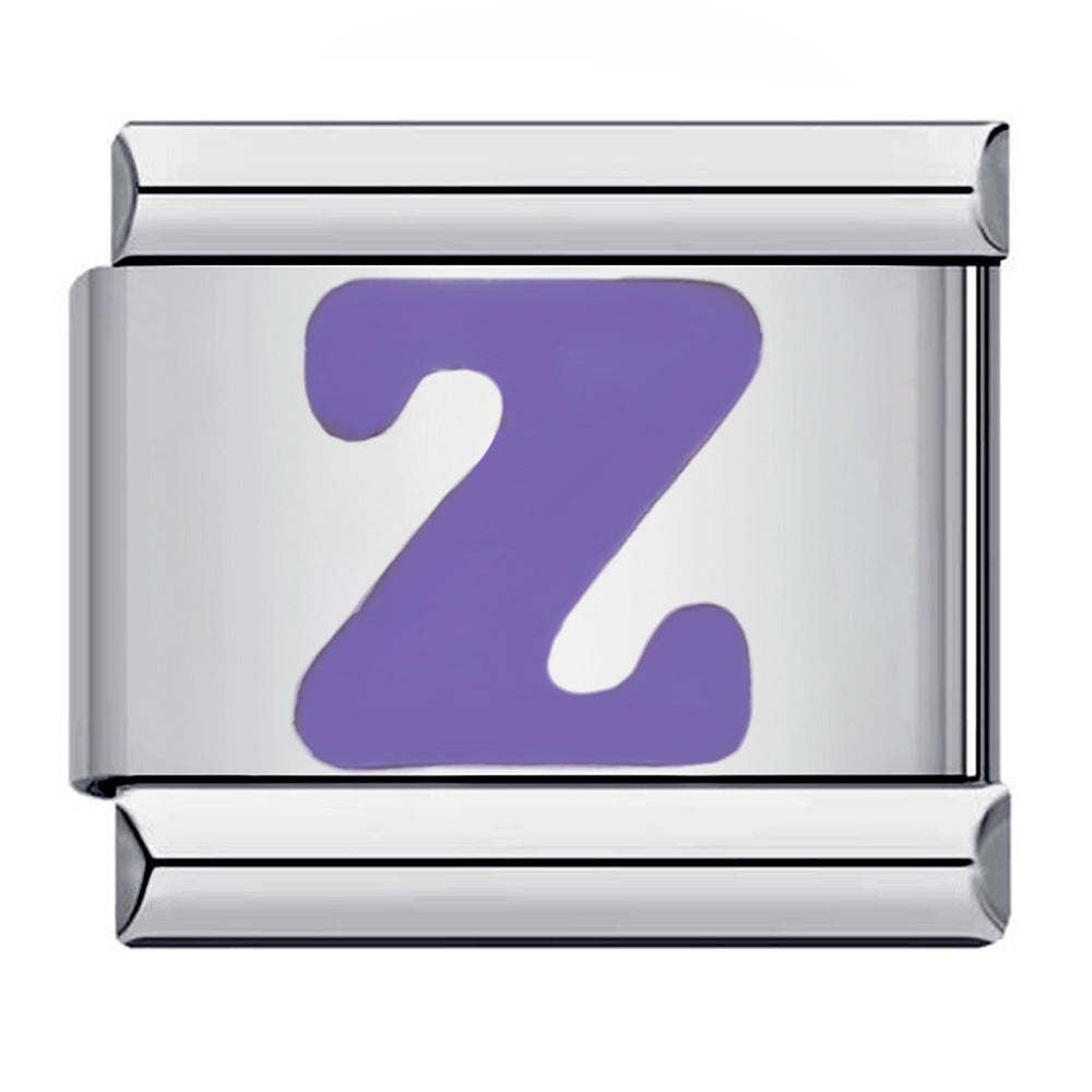 Charm Italiano Letra Z Morada Para Pulseras Italianas Charm Link Composable - soufeeles