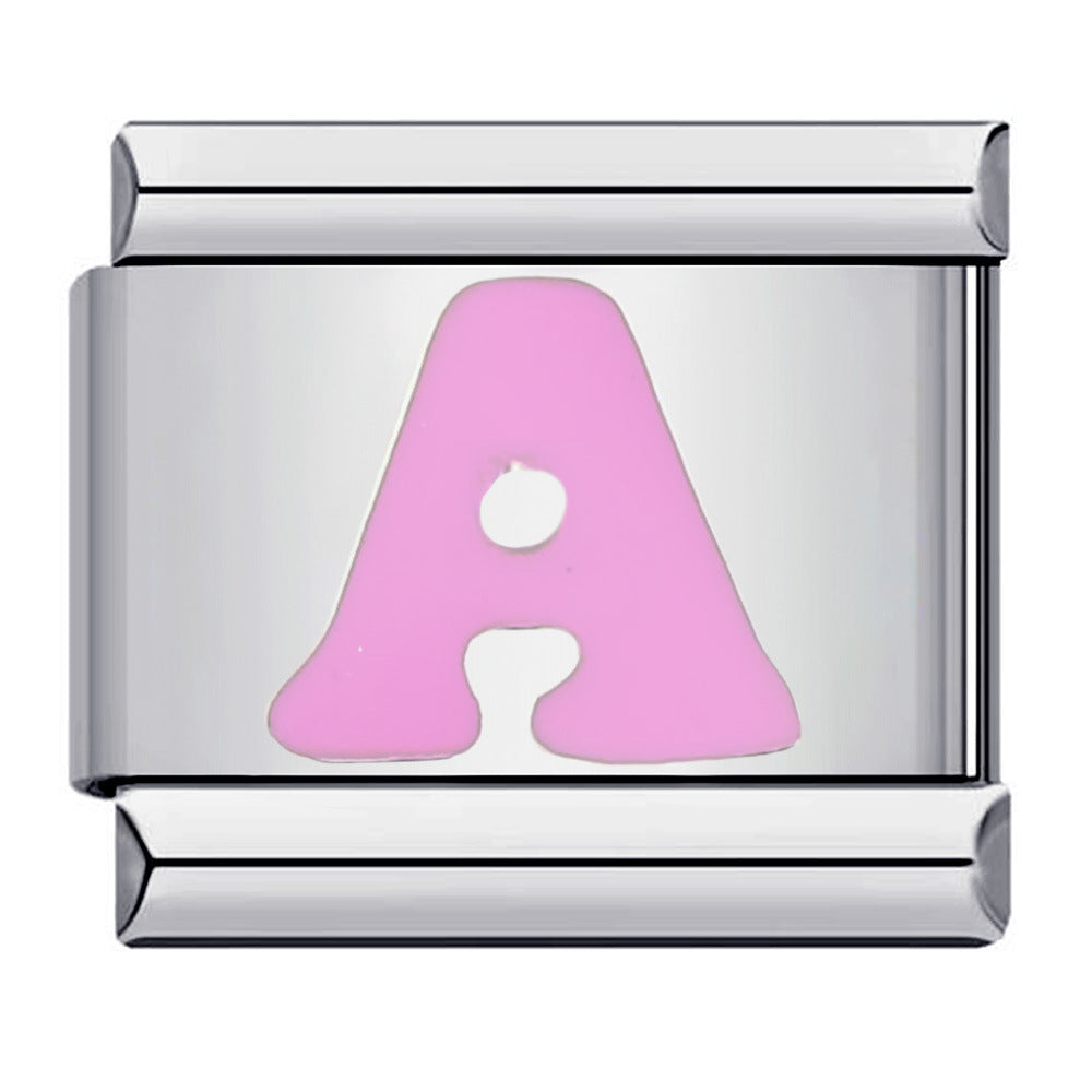 Charm Italiano Letra A Rosa Para Pulseras Charm Italianas Link Composable - soufeeles