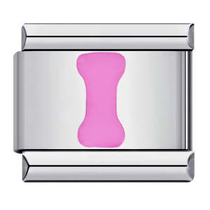 Charm Italiano Letra I Rosa Para Pulseras Charm Italianas Link Composable