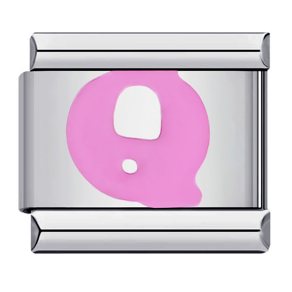 Charm Italiano Letra Q Rosa Para Pulseras Italianas Charm Composable Link - soufeeles