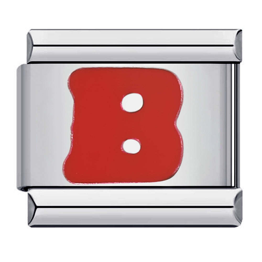 Charm Italiano Letra B Roja Para Pulseras Italianas Charm Composable Link - soufeeles