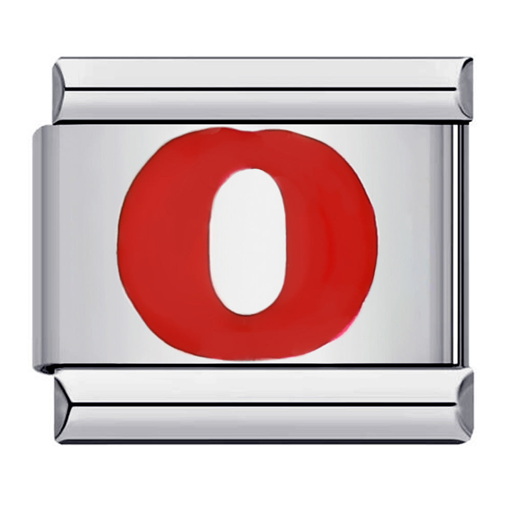 Charm Italiano Letra O Roja Para Pulseras Charm Italianas Link Composable - soufeeles