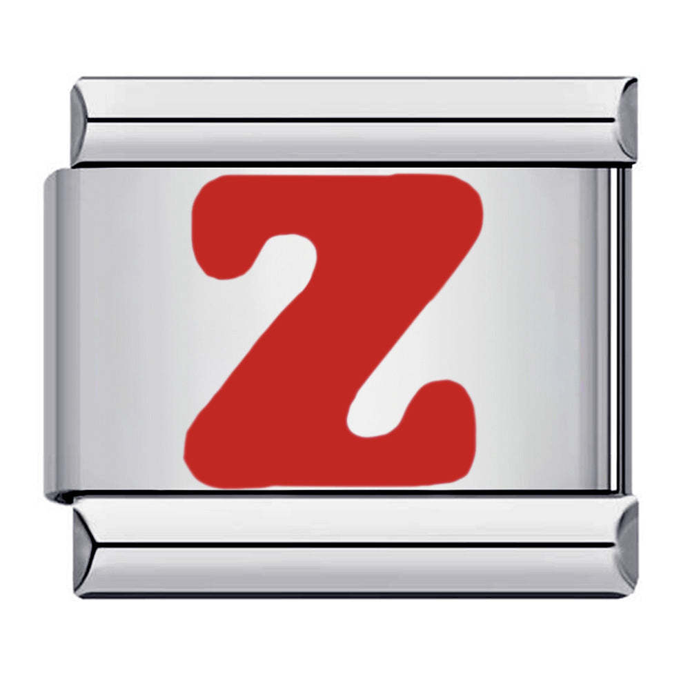 Charm Italiano Letra Z Roja Para Pulseras Italianas Charm Composable Link - soufeeles
