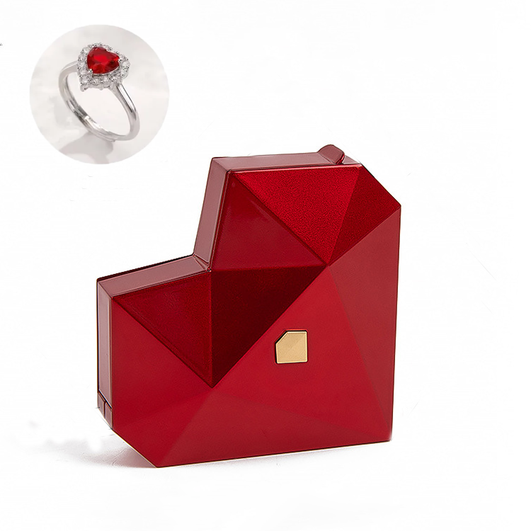 Caja De Anillo De Corazón Con Anillo De Promesa De Corazón Abierto Anillo Ajustable Regalo Multicolor Para Amante Para Ella - soufeeles