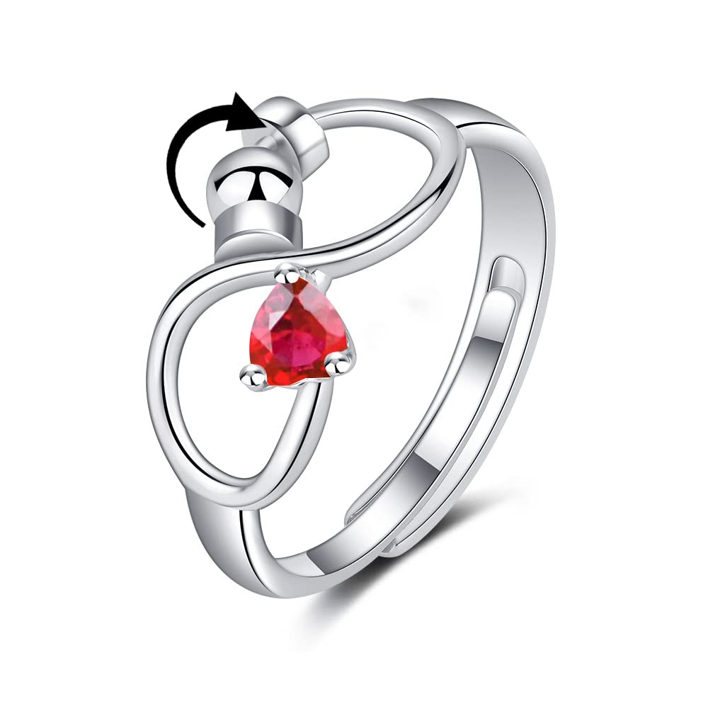 Anillo Giratorio Ajustable Para Ansiedad Y Ansiedad Para Mujeres Y Niñas Con 12 Joyas De Piedras Natales Para Regalo De Cumpleaños - soufeeles
