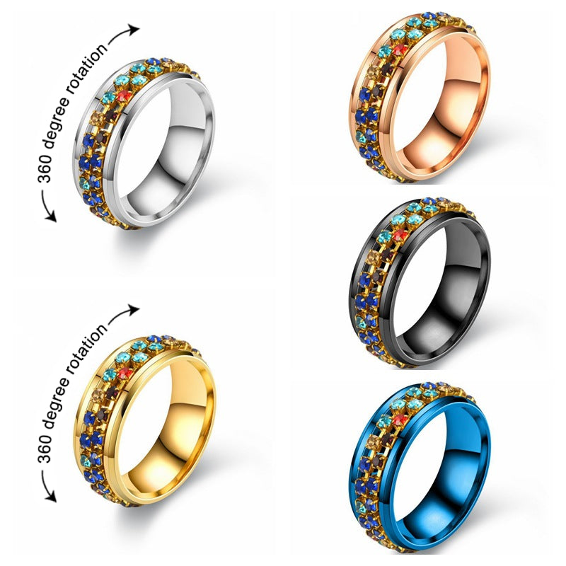 Anillos Giratorios De Acero Inoxidable Para Aliviar La Ansiedad, Joyería, Regalos Para Mujeres Y Hombres - soufeeles