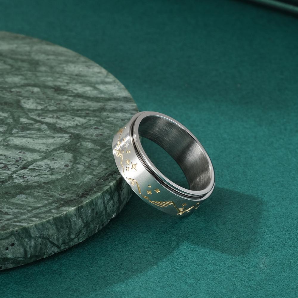 Anillo Giratorio Para Aliviar La Ansiedad, Anillo Giratorio De Acero Inoxidable Con Forma De Luna Y Estrella, Regalos De Joyería - soufeeles