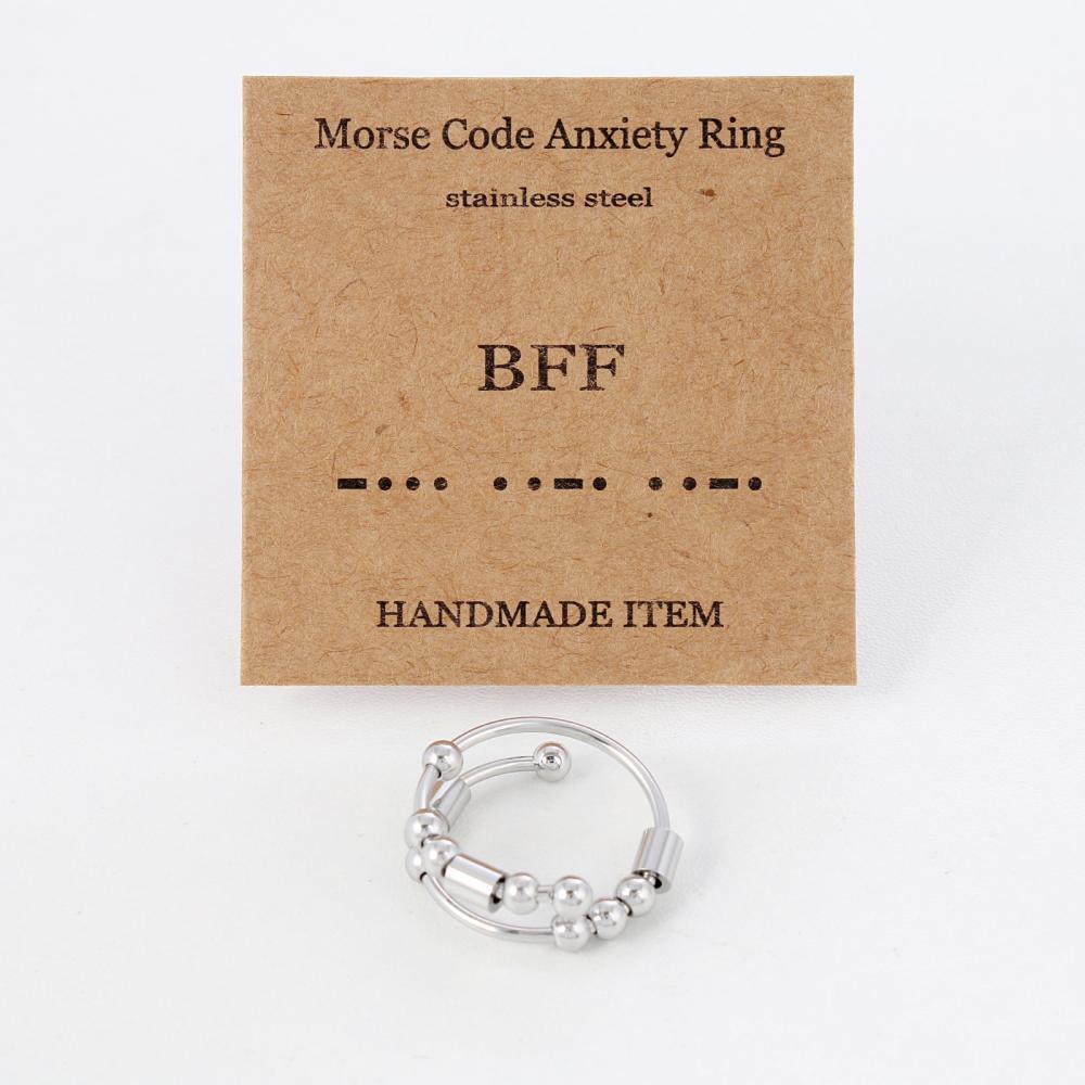 Anillo Giratorio De Ansiedad Con Código Morse Para Aliviar La Ansiedad, Joyería, Regalos Para Mujeres Y Hombres - soufeeles