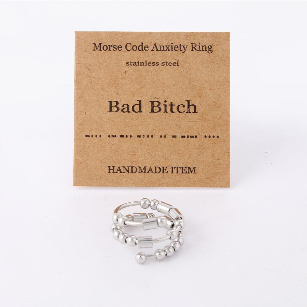 Anillo Giratorio De Ansiedad Con Código Morse Para Aliviar La Ansiedad, Joyería, Regalos Para Mujeres Y Hombres - soufeeles
