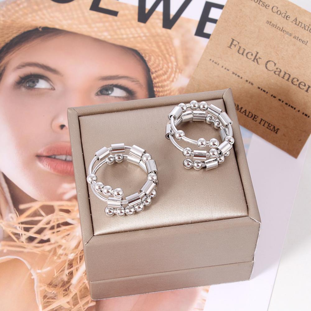 Anillo Giratorio De Ansiedad Con Código Morse Para Aliviar La Ansiedad, Joyería, Regalos Para Mujeres Y Hombres - soufeeles