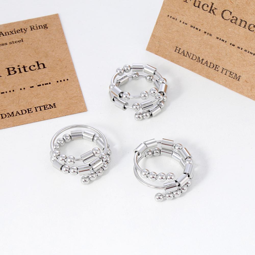 Anillo Giratorio De Ansiedad Con Código Morse Para Aliviar La Ansiedad, Joyería, Regalos Para Mujeres Y Hombres - soufeeles