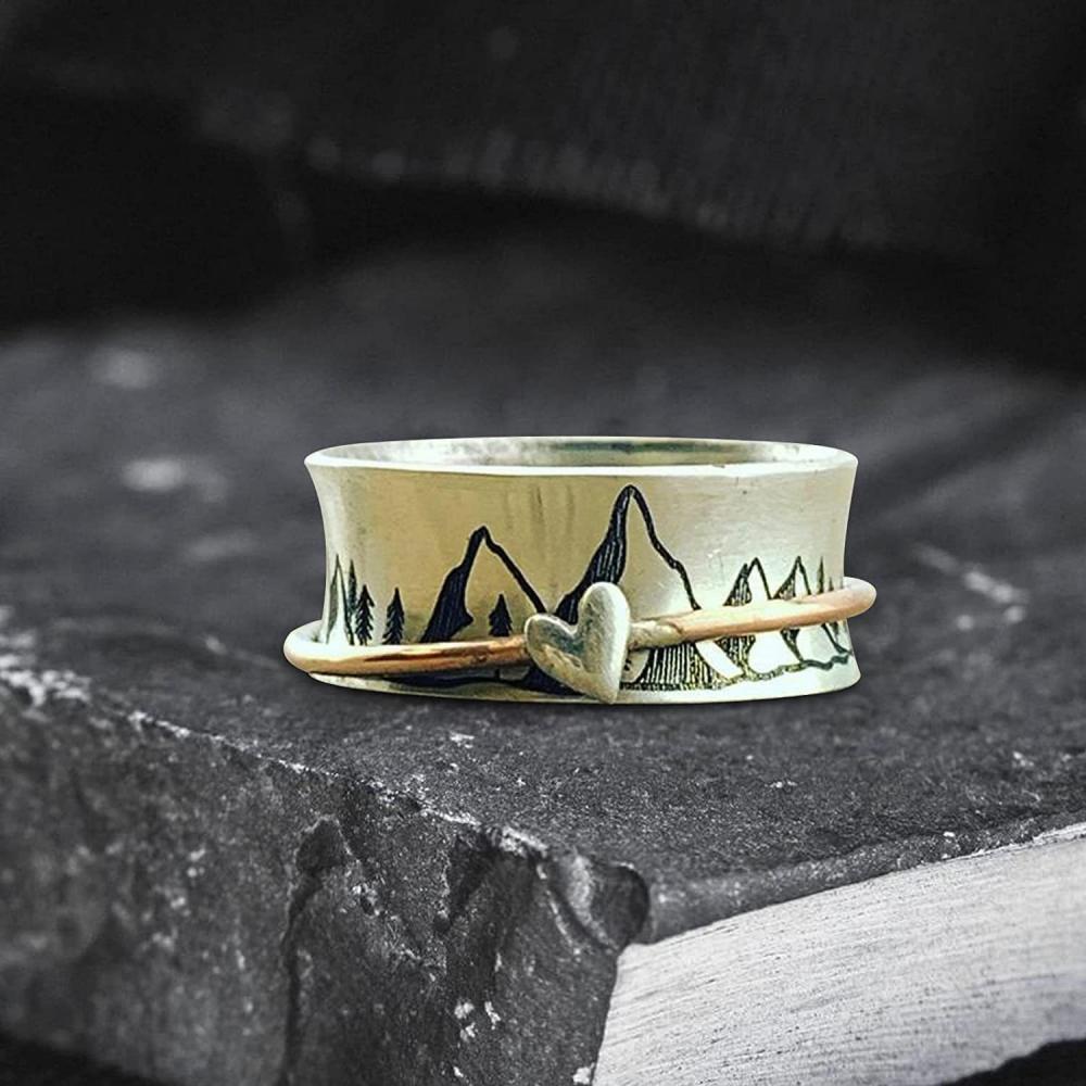 Anillo De Ansiedad Con Forma De Corazón, Anillo Giratorio De Meditación, Joyería, Regalos Para Mujeres Y Niñas - soufeeles