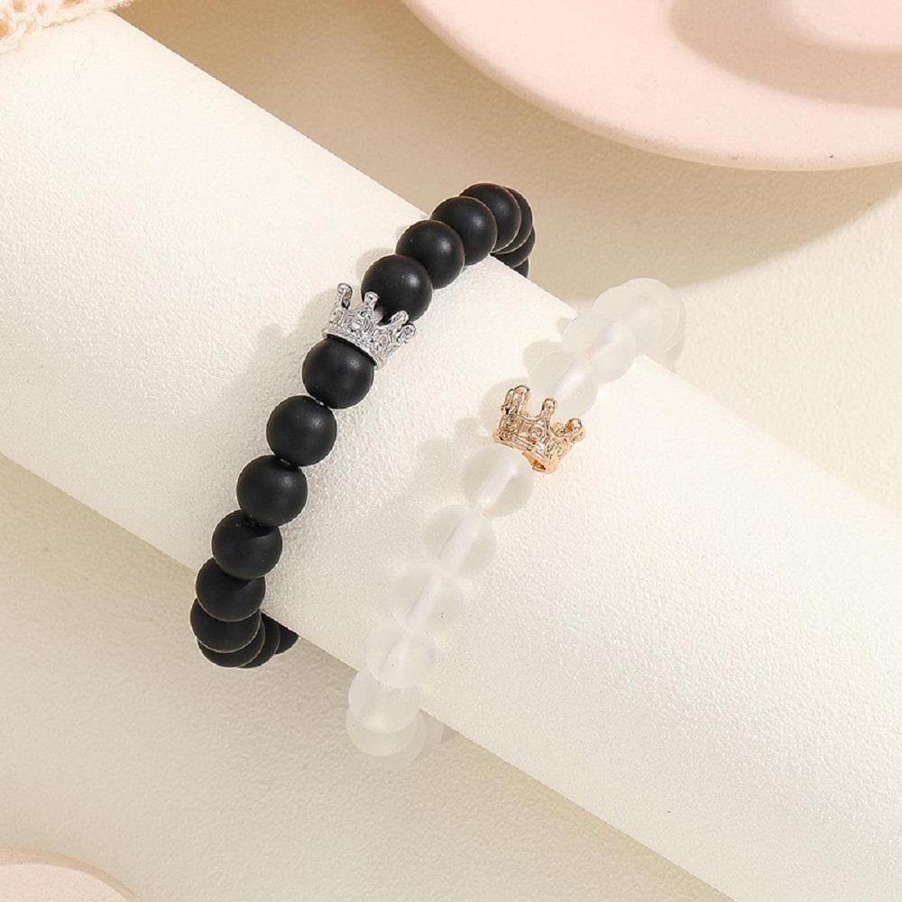 Conjunto De Pulsera Con Corona De Pareja Magnética, Regalo De San Valentín Para Parejas - soufeeles