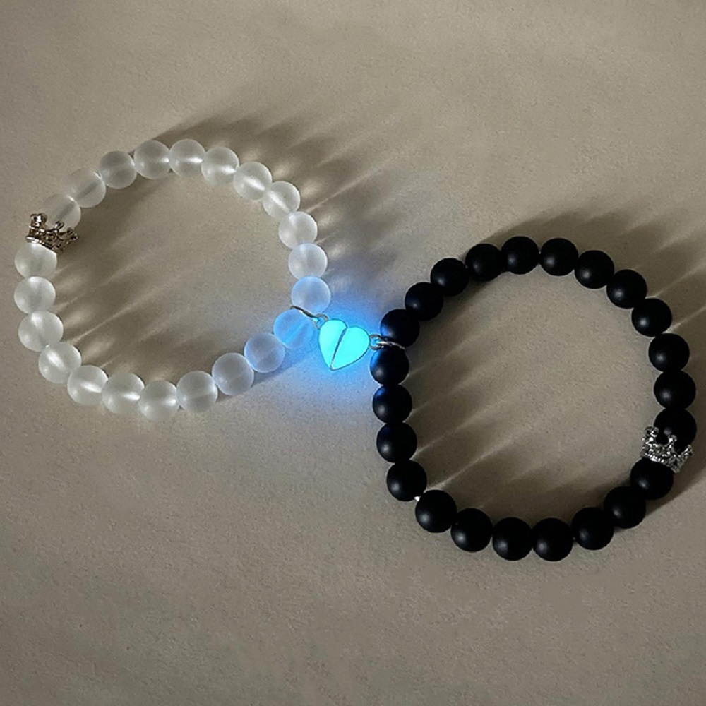 Conjunto De Pulsera Con Corona De Pareja Magnética, Regalo De San Valentín Para Parejas - soufeeles