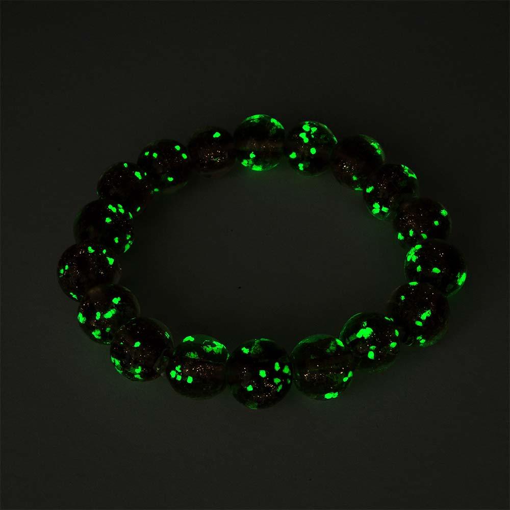 Pulsera Elástica Con Cuentas De Cristal De Luciérnaga Marrón Que Brilla En La Pulsera Luminosa Oscura - soufeeles