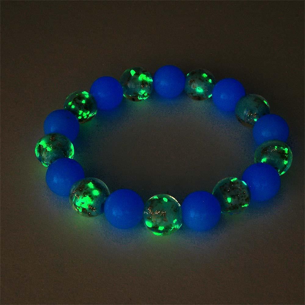 Pulsera Con Cuentas Elásticas De Cristal De Luciérnaga Azul Lago Que Brilla En La Pulsera Luminosa Oscura - soufeeles
