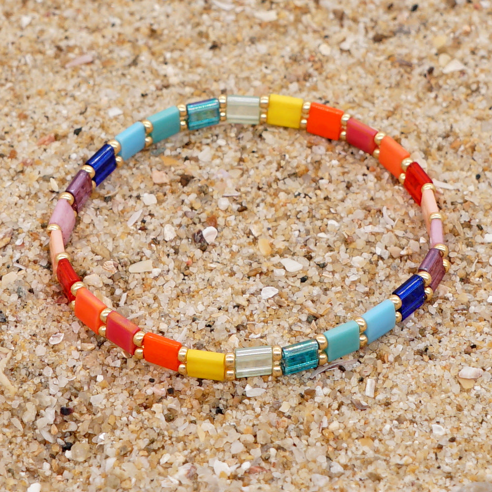Pulsera Tila Colores Del Arco Iris Regalo Hecho A Mano Para Amantes De La Joyería - soufeeles