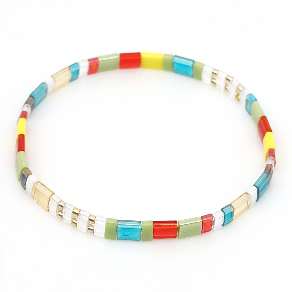 Pulsera De Cuentas Tila, Pulseras Vintage Azules Y Blancas, Regalo De Moda - soufeeles