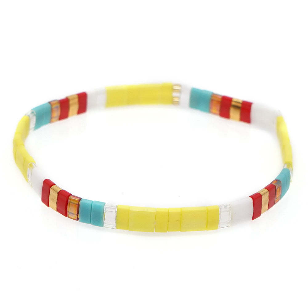 Pulsera De Cuentas Tila, Pulseras De Moda Vintage Amarillas Y Rojas, Regalo - soufeeles