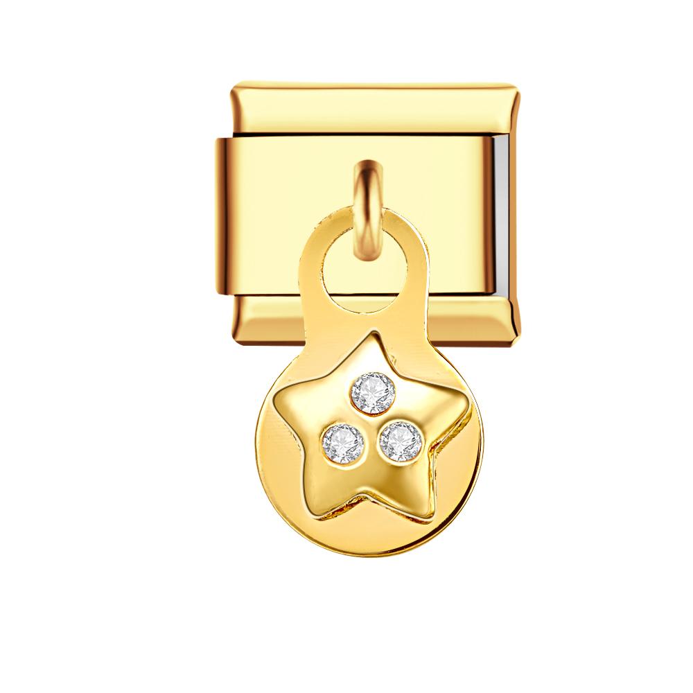 Charm Italiano Estrella Brillante Para Pulseras Charm Italianas Link Composable - soufeeles
