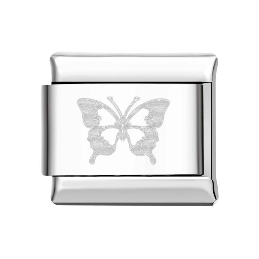 Charm Italiano Mariposa Gris Para Pulseras Italianas Charm Link Composable - soufeeles