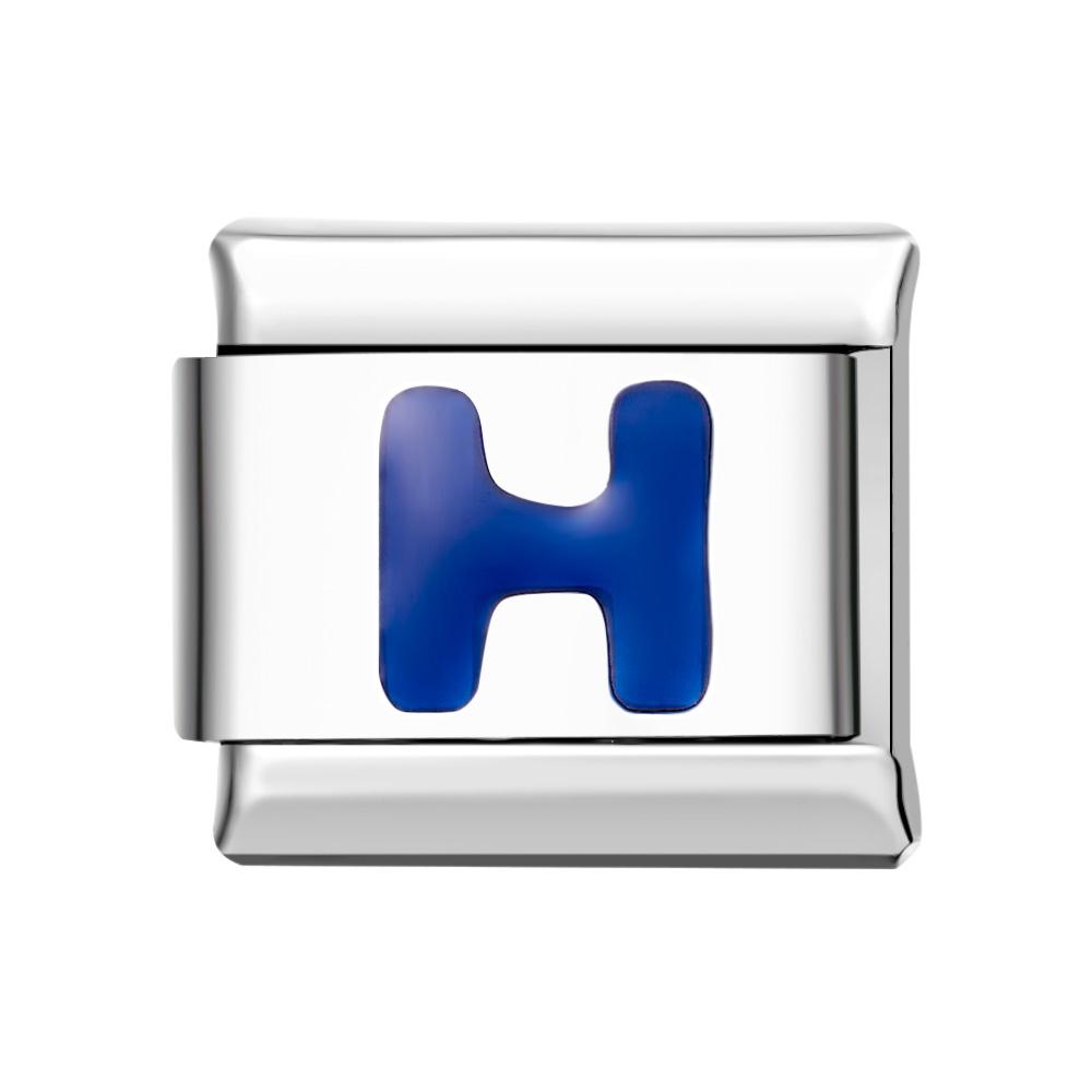 Charm Italiano H Azul Para Pulseras Charm Italianas Link Composable - soufeeles
