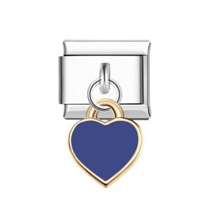 Charm Italiano Corazones Azul Oscuro Para Pulseras Italianas Charm Enlace Componible
