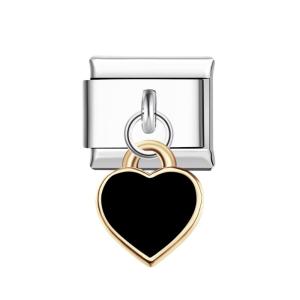 Charm Italiano Corazones Negros Para Pulseras Charm Italianas Enlace Componible