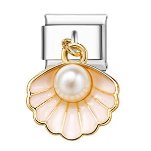 Charm Italiano Perlas Concha Rosa Claro Para Pulseras Italianas Charm Enlace Componible